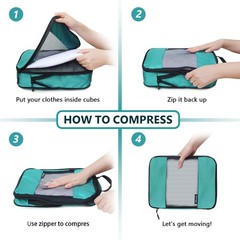 Compression Packing Cubes Set – 5 Lightweight Luggage Organizers bags for Travel