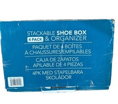 Shoe Box Storage Organizer, Stackable, Clear 4 Pack, New, Damaged Open Box