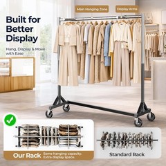 HOKEEPER Z Rack for Clothes Heavy Duty Clothing Rack 500 LBS with Display Arms