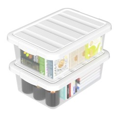 2 Pack 14 Quart Plastic Clear Storage Bin Stackable Latching Box Lid
