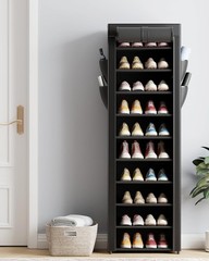 Shoe Rack – 10-Tier Large Capacity Shoe Organizer Shelf with Dust Cover & Sid…