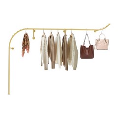 Gold Metal Hanging Clothes Rail, Heavy Duty Wall-mounted Garment Rack, 98.4*63in