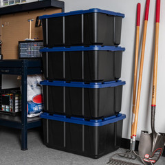IRIS USA 27 Gal Stackable Storage Containers 4 Pack Heavy Duty Tote Boxes