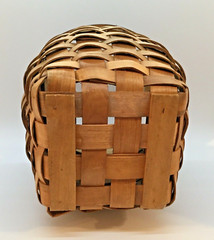 Vtg Beulstone Split Wood Woven Basket w/ Handles Storage 9.25″ Farmhouse Cottage