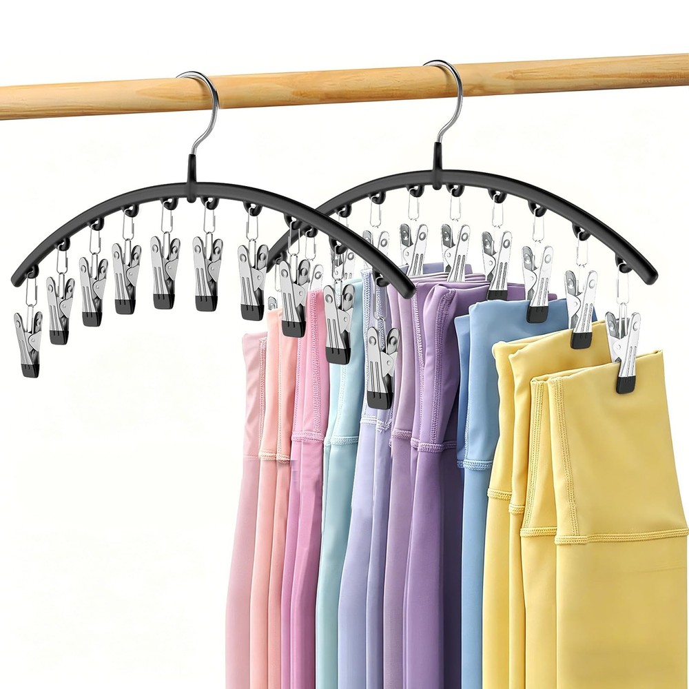 Volnamal Legging Organizer for Closet 2 Pack Metal Yoga Pants Hangers w/10 Clips
