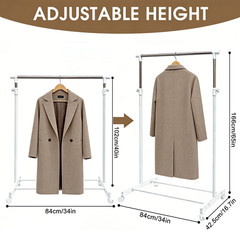 Clothing Rack with Wheels, Adjustable Height Rolling Garment Rack, Rolling Cloth