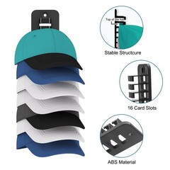 2PCS Wall-Mounted Baseball Cap Organizer Rack 16-Hat Holder with Strong Adhesive