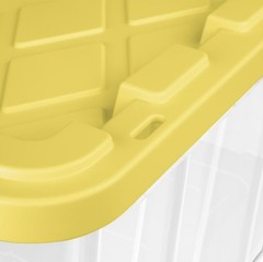 Sterilite 27 Gal Industrial Storage Tote Clear Bin Yellow Lid 4 Pack