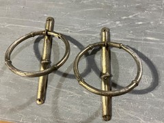 Vintage Set SILVER Metal Faux Bamboo Towel Racks Hollywood Regency 1970s Spain