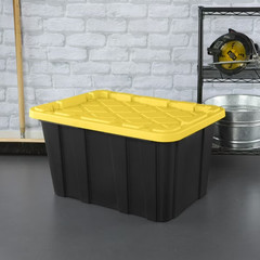 6 Pack Sterilite 27 Gallon Storage Bin Tote with Lid Heavy Duty Plastic