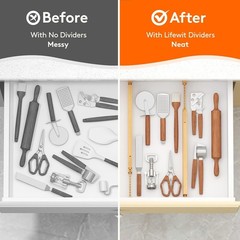2.36″ High 5 Pack Bamboo Drawer Dividers, 14.2-22″ Expandable Kitchen Drawer …