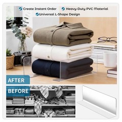 10Pcs Clear Plastic Shelf Dividers 7.87X2.36X1.18In L-Shaped Store Goods Sepa…
