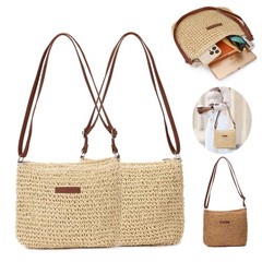 Summer Straw Crossbody Bag Women Beach Woven Shoulder Handbag Purse Boho Tote US