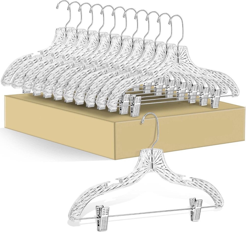 12-Pack Clear Heavy Duty Plastic Hangers for Suits, Coats, Dresses