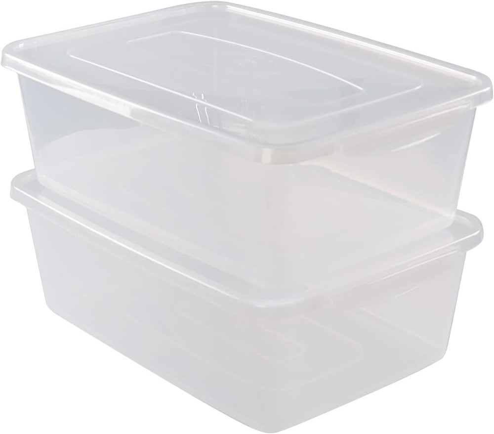 Clear 16 Quart Storage Container Set of 2 with Lids – Plastic Shoe Box Latch