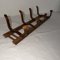 Vintage Bentwood 4 Hook Wall Mount Hat Coat Jacket Scarf Rack Thonet Style Brown