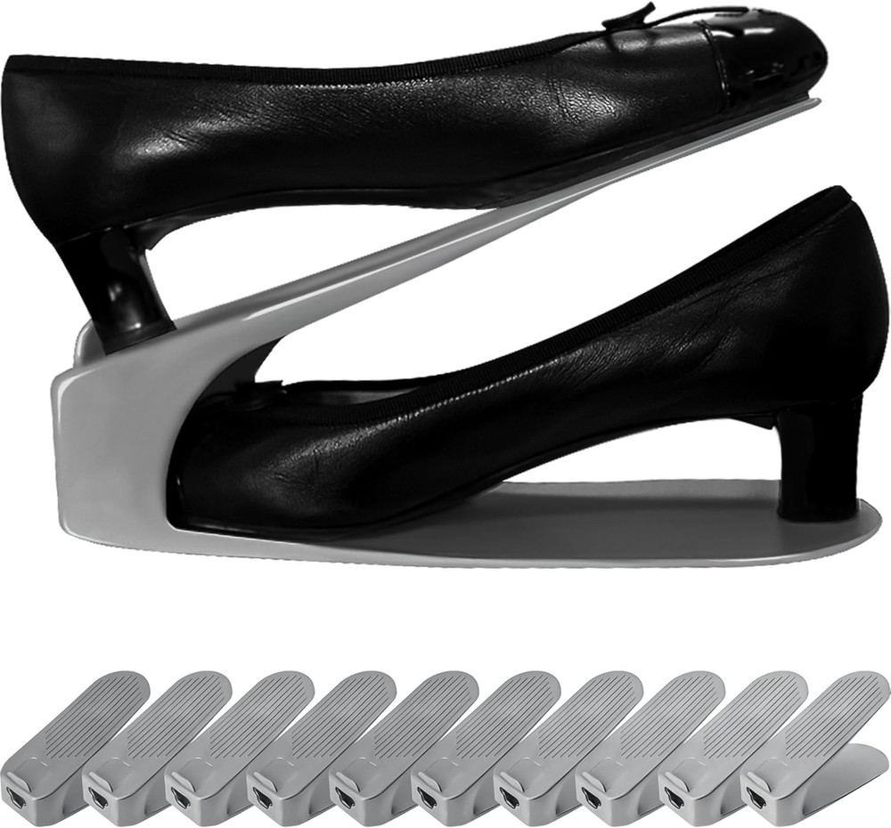 One-Piece Shoe Slot Organizer 10 Pack, Space-Saving Stackers for Closet, Entrywa