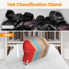 Hat Organizer for Baseball Caps, 2 Pcs No Install Acrylic Hat Racks for 14 Ba…