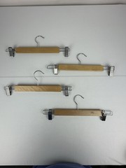 Lot 4 Wooden Pants Skirt Hangers Clip Clamp Wood Clothes Closet Organizer 36