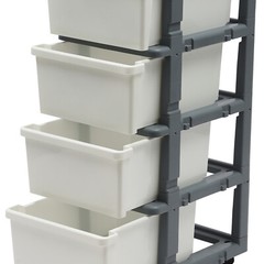 16.5*13.3*34.5in White/ Grey Rectangular PP 4-Drawer Organizer With Tray Top
