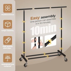 Clothes Rack for Hanging Clothes, Clothing Rack with Wheels, for Laundry, Room-