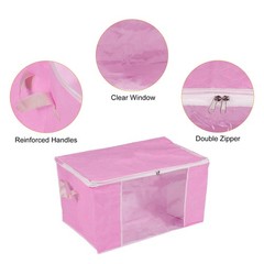 2pcs Clothes Storage Bags Clothes Storage Bins Foldable Closet Organizers Pink