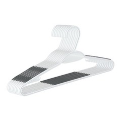 (2 pack) Non-Slip Clothes Hangers, 10 Pack, White, Durable Plastic, TPE Strips