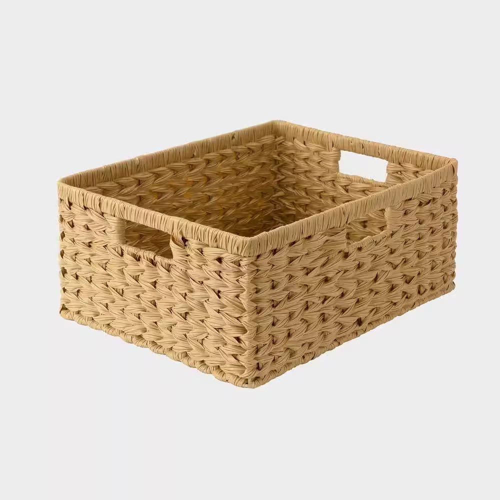 Brown 16.5 In. X 7.5 In. Polypropylene Decorative Basket with Handles