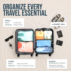 6 Piece Compression Packing Cubes Lightweight Travel Organizer Set
