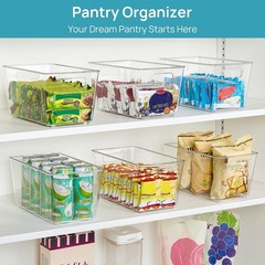 Clear Plastic Storage Bins – 6 Count with Handles for Easy Kitchen Organization