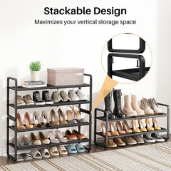 Sntd Shoe Rack – Expandable Shoe Organizer For Closet Adjustable Metal Shoe