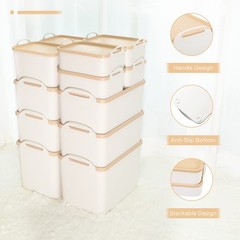 Anminy 12Pcs Plastic Storage Bins Containers Lids Large Storage Organization