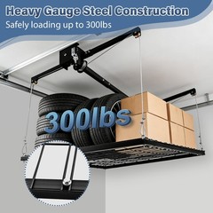 4×4 Ceiling Overhead Garage Storage Rack Drop Down Overhead Storage System