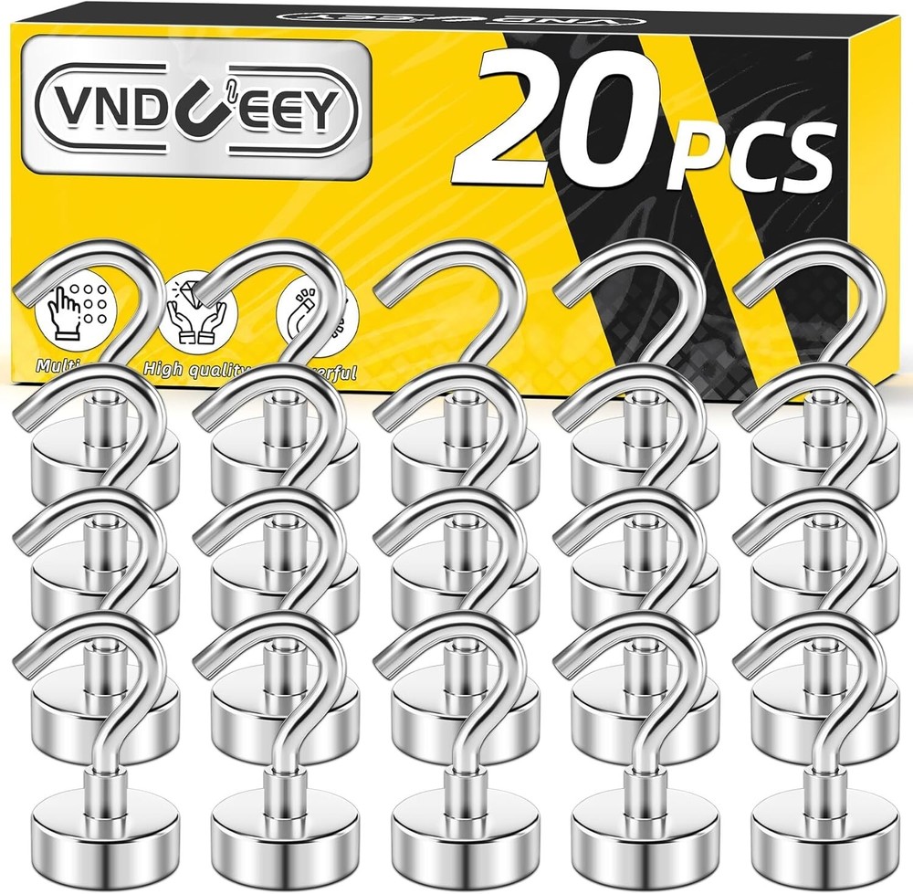 20 Pack Magnetic Hooks, 25Lbs Magnet Hooks Heavy Duty, Strong Magnetic Hooks Cru
