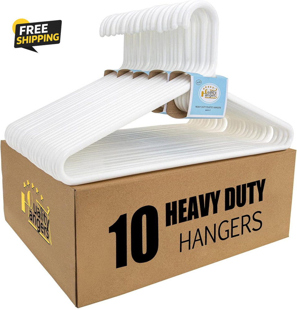 Quality White Plastic Hangers 10 Pack – Super Heavy Duty Multipack for Clothes
