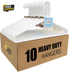 Quality White Plastic Hangers 10 Pack – Super Heavy Duty Multipack for Clothes