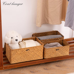 Set of 3 Natural Seagrass Storage Baskets with Lid for Home Organization