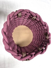 NWT 2-Pk Better Homes & Gardens Chunky Rope Baskets Burgundy Faux-Leather Handle