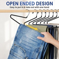Open Ended Pants Hangers – Non Slip Heavy Duty Metal Hangers 10 Pack – Space