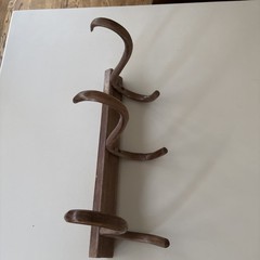 Vintage Bentwood 3 Hook Wall Mount Hat Coat Jacket Scarf Rack Thonet Style Brown