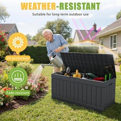 Greesum Outdoor Storage Box 82 Gallon Storage Bin with Lid for Patio Furniture,
