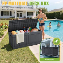 Greesum Outdoor Storage Box 82 Gallon Storage Bin with Lid for Patio Furniture,