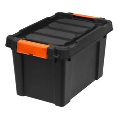 Stackable Storage Tote Bin Plastic Container Box Heavy-duty Black 20Qt 4 Pack