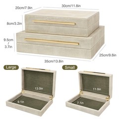Set of 2 Decorative Box with Lids, Faux Leather Decorative Storage Boxes Mode…