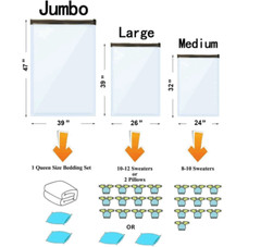 12x Jumbo Vacuum Storage Bags Space Saver Seal Clear Compression Bag Organizer