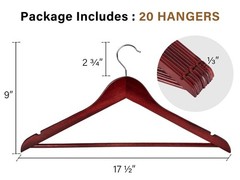 Wooden Hangers 20 Pack Wood Coat Hanger for Coats Shirts Jackets Pants Suits …