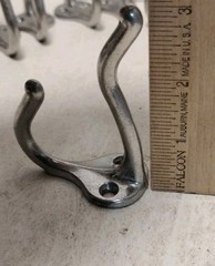 Lot of 9 Aluminum Double Coat Hat Hooks Wall Mount 3” Silver Tone Hangers