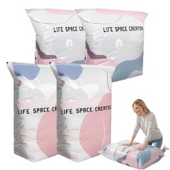 Vacuum Storage Bags 4 Pack No Pump Large Medium Cube Compression Bags for