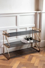 3 Tier Shoe Rack Metal Storage Shelf Freestanding Shoe Organizer Entryway Hallwa