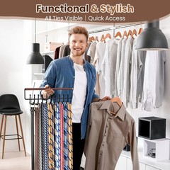 Upgraded 2-in-1 Black Non Slip Space Saving Tie and Belt Hanger Closet Organizer